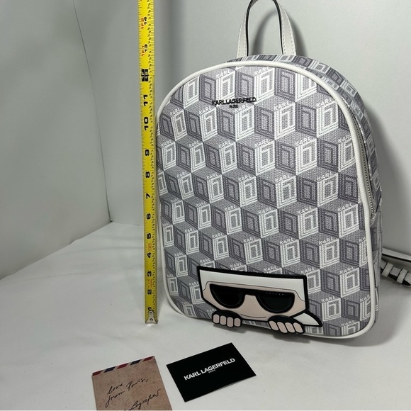 Karl Lagerfeld Paris White/Grey Adele Backpack Women’s - Picture 8 of 15